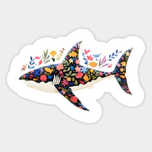 Abstract Floral Shark Silhouette Sticker